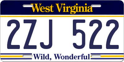 WV license plate 2ZJ522