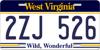 WV license plate 2ZJ526