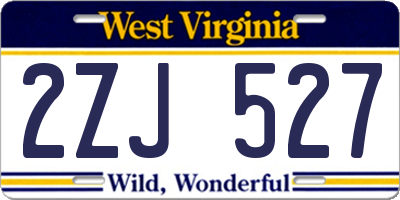 WV license plate 2ZJ527