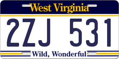 WV license plate 2ZJ531