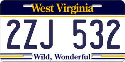 WV license plate 2ZJ532