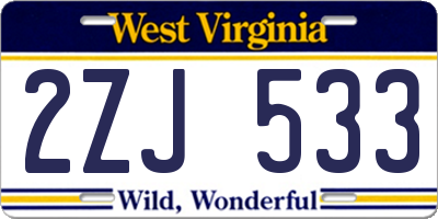 WV license plate 2ZJ533
