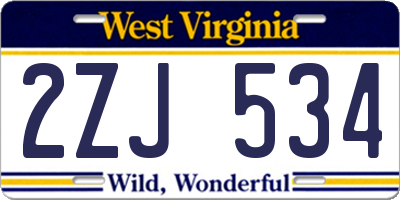WV license plate 2ZJ534