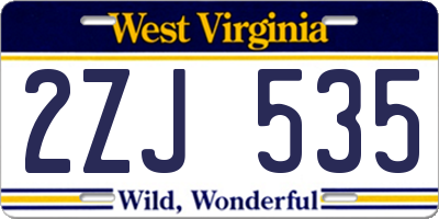WV license plate 2ZJ535
