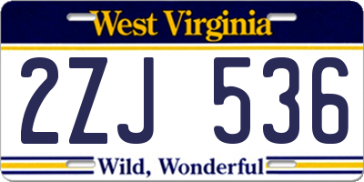 WV license plate 2ZJ536