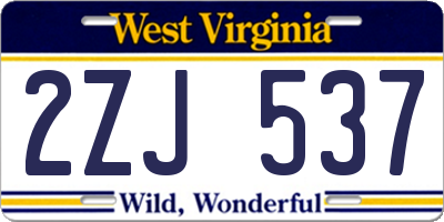 WV license plate 2ZJ537