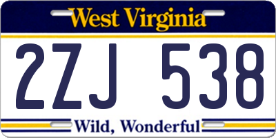 WV license plate 2ZJ538