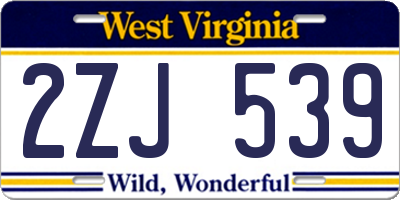 WV license plate 2ZJ539