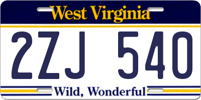 WV license plate 2ZJ540
