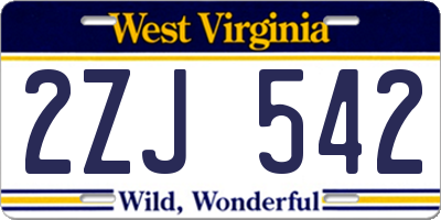 WV license plate 2ZJ542