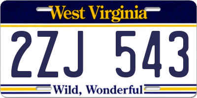 WV license plate 2ZJ543