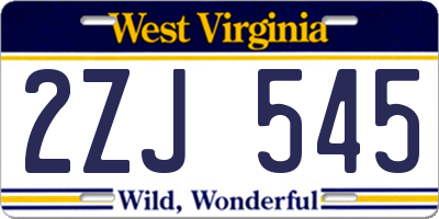 WV license plate 2ZJ545