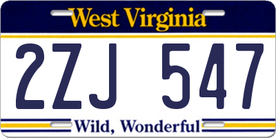 WV license plate 2ZJ547