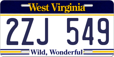 WV license plate 2ZJ549