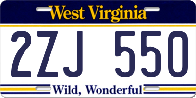 WV license plate 2ZJ550