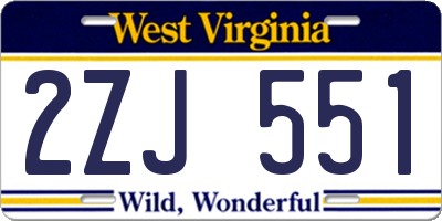 WV license plate 2ZJ551