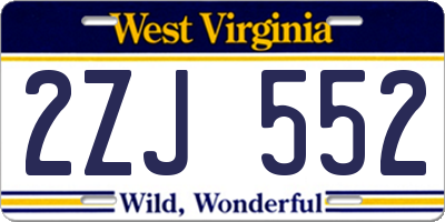 WV license plate 2ZJ552