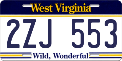 WV license plate 2ZJ553