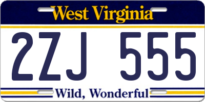 WV license plate 2ZJ555