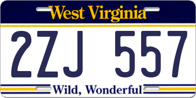 WV license plate 2ZJ557