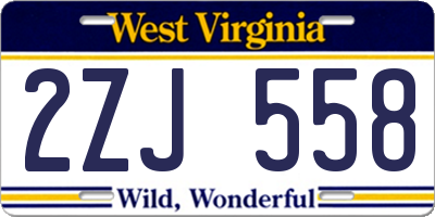 WV license plate 2ZJ558