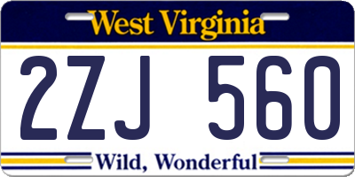 WV license plate 2ZJ560
