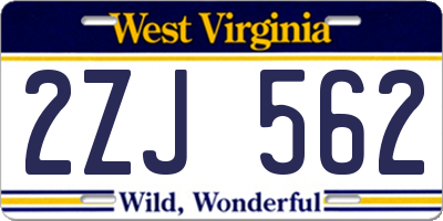 WV license plate 2ZJ562