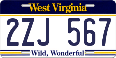 WV license plate 2ZJ567