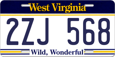 WV license plate 2ZJ568