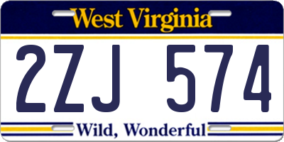 WV license plate 2ZJ574