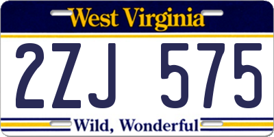 WV license plate 2ZJ575