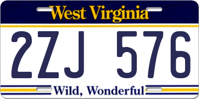 WV license plate 2ZJ576