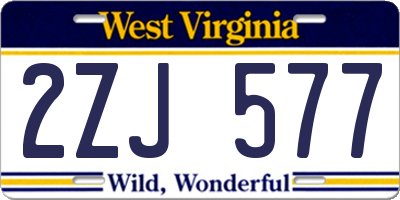 WV license plate 2ZJ577