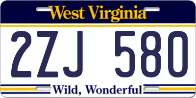 WV license plate 2ZJ580