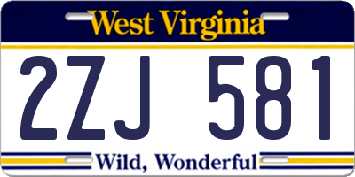 WV license plate 2ZJ581