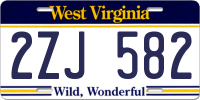 WV license plate 2ZJ582