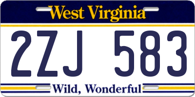 WV license plate 2ZJ583
