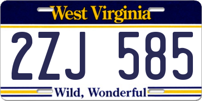 WV license plate 2ZJ585