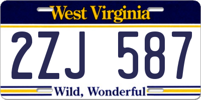 WV license plate 2ZJ587