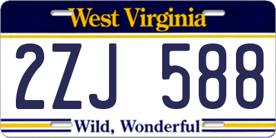 WV license plate 2ZJ588