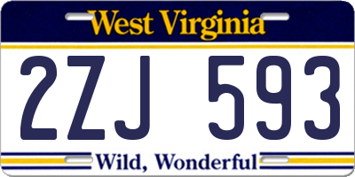 WV license plate 2ZJ593