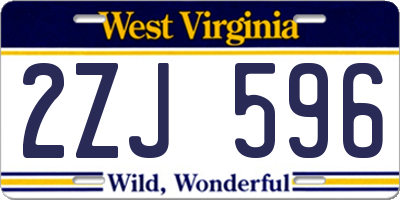 WV license plate 2ZJ596