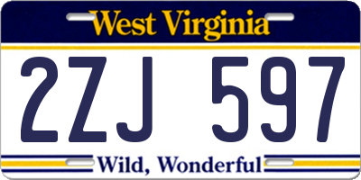 WV license plate 2ZJ597