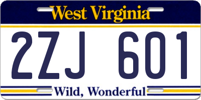WV license plate 2ZJ601