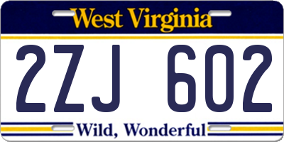 WV license plate 2ZJ602
