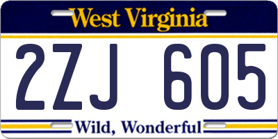 WV license plate 2ZJ605
