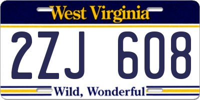 WV license plate 2ZJ608