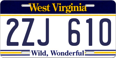 WV license plate 2ZJ610