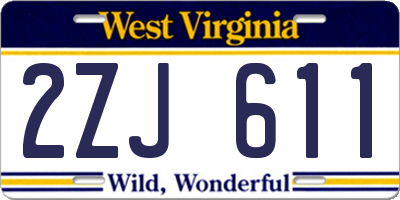 WV license plate 2ZJ611