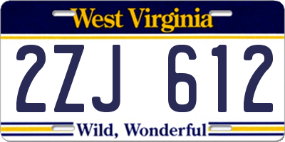 WV license plate 2ZJ612